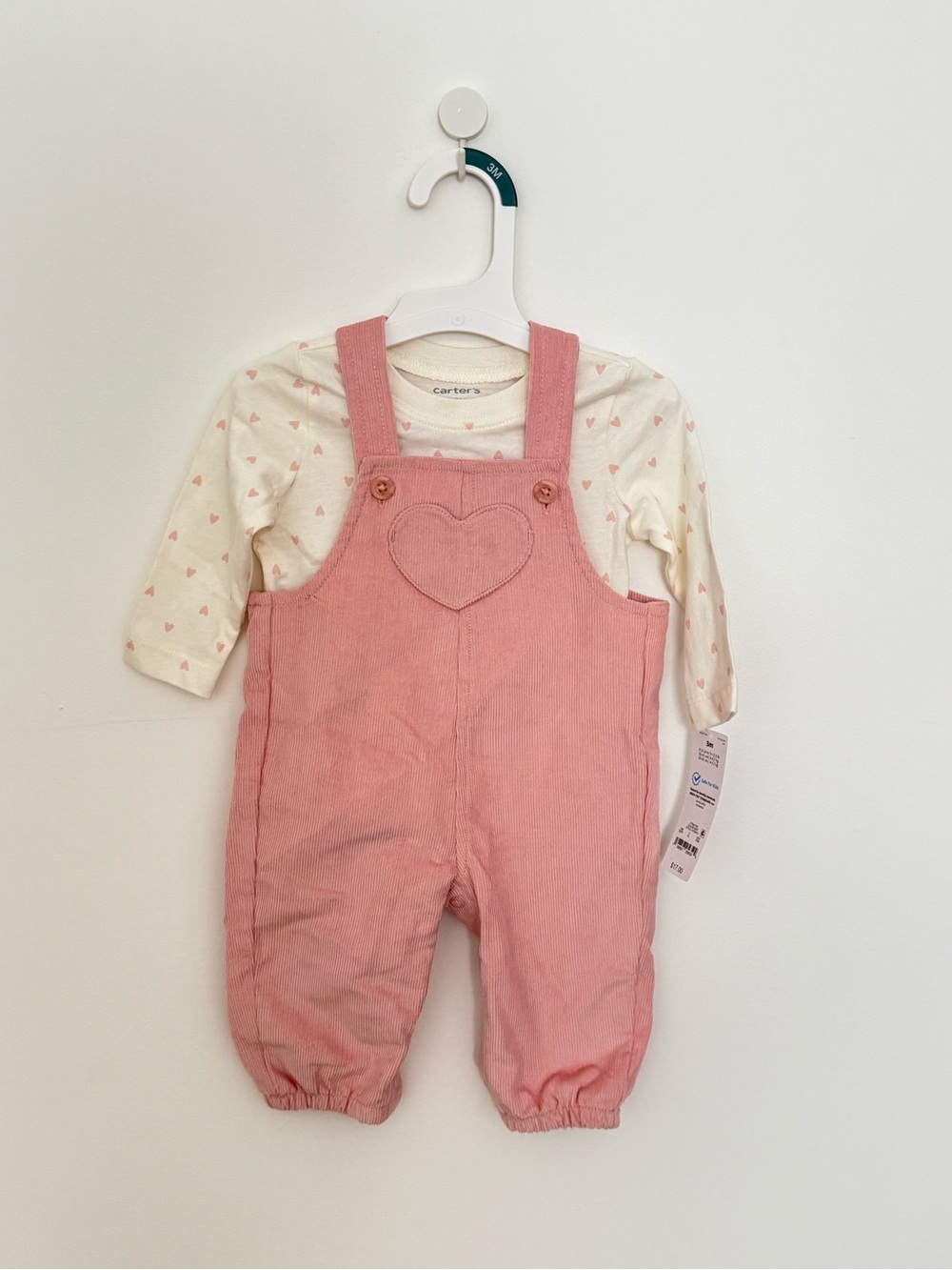 Carter's Pink Corduroy Heart Pocket Overalls